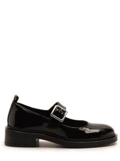 Off The Hook Black Chrome Trinity Leather Buckle Mary Jane School Shoes