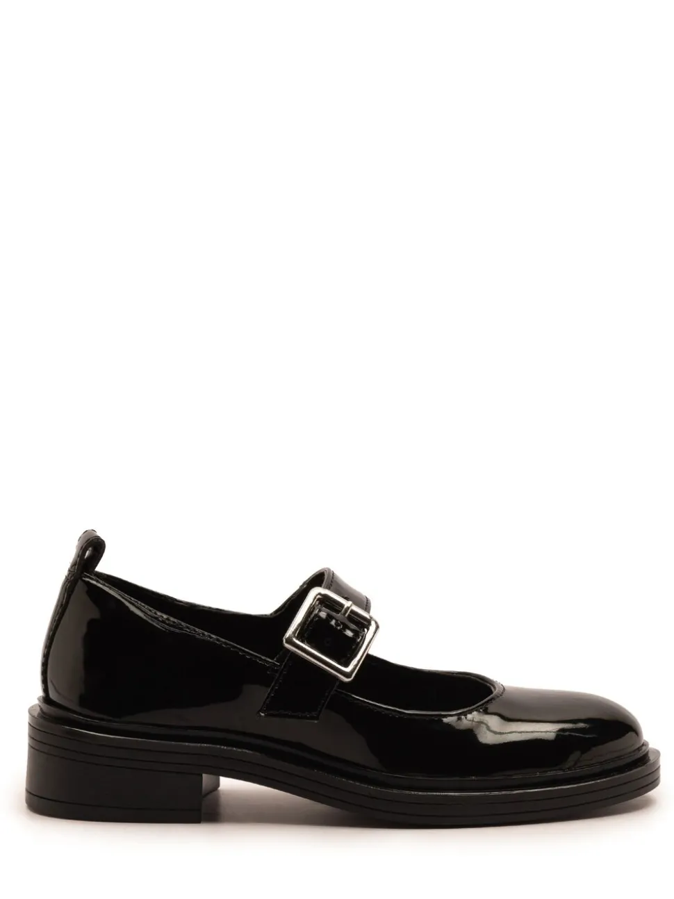 Off The Hook Black Chrome Trinity Leather Buckle Mary Jane School Shoes