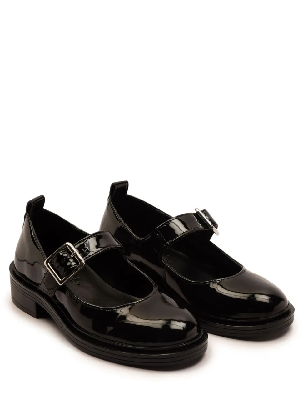 Off The Hook Black Chrome Trinity Leather Buckle Mary Jane School Shoes