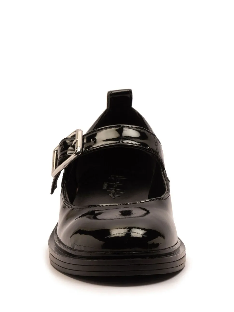 Off The Hook Black Chrome Trinity Leather Buckle Mary Jane School Shoes
