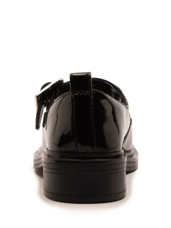 Off The Hook Black Chrome Trinity Leather Buckle Mary Jane School Shoes