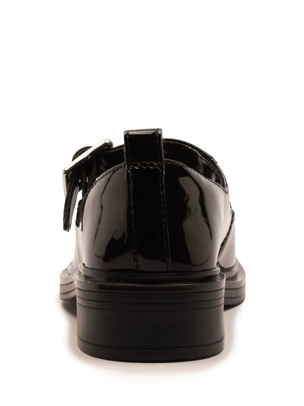 Off The Hook Black Chrome Trinity Leather Buckle Mary Jane School Shoes