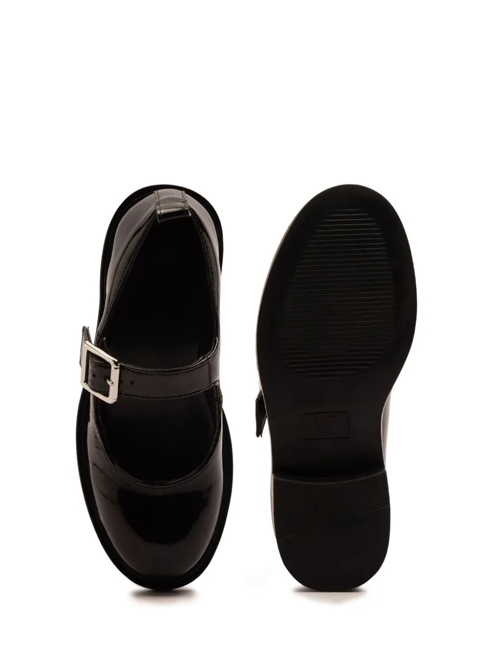 Off The Hook Black Chrome Trinity Leather Buckle Mary Jane School Shoes