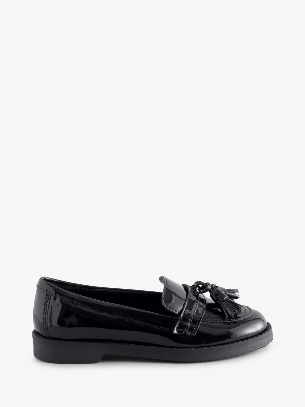 Off The Hook Black Ellen Patent Leather Slip On Tassel Loafers Shoes
