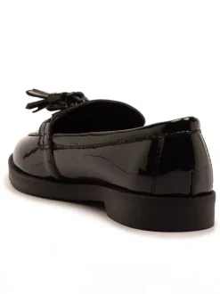 Off The Hook Black Ellen Patent Leather Slip On Tassel Loafers Shoes