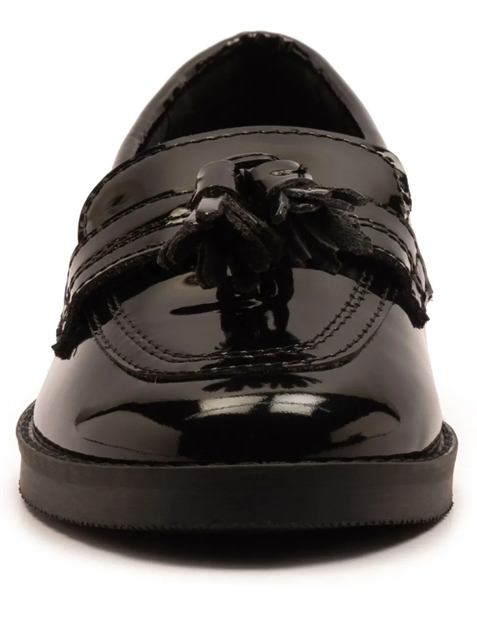 Off The Hook Black Ellen Patent Leather Slip On Tassel Loafers Shoes