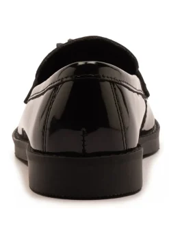 Off The Hook Black Ellen Patent Leather Slip On Tassel Loafers Shoes