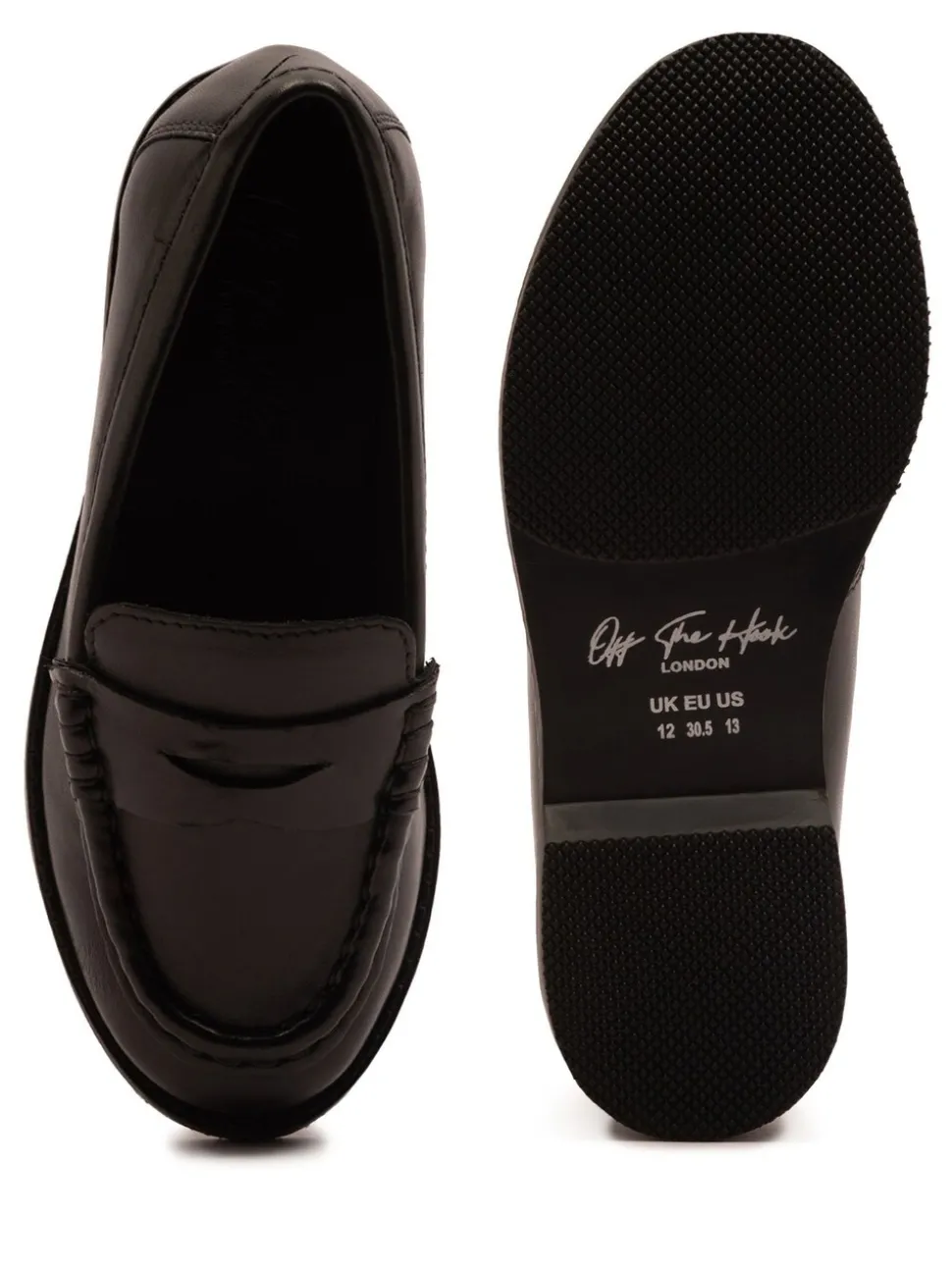 Off The Hook Black Hermoine Slip On Formal Leather School Shoes