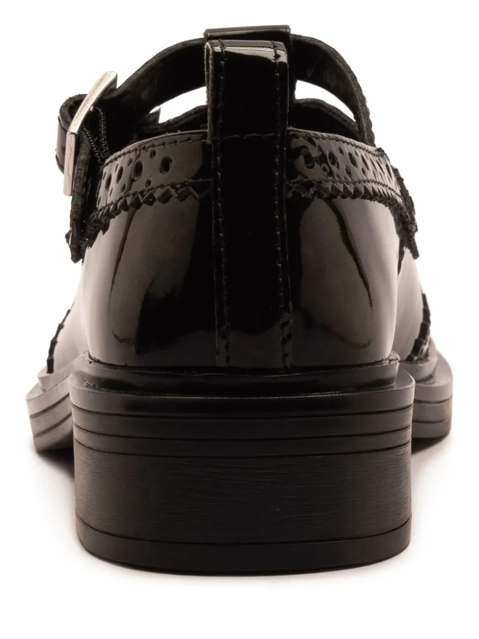 Off The Hook Black Holly Leather T-Bar Mary Jane Brogue School Shoes