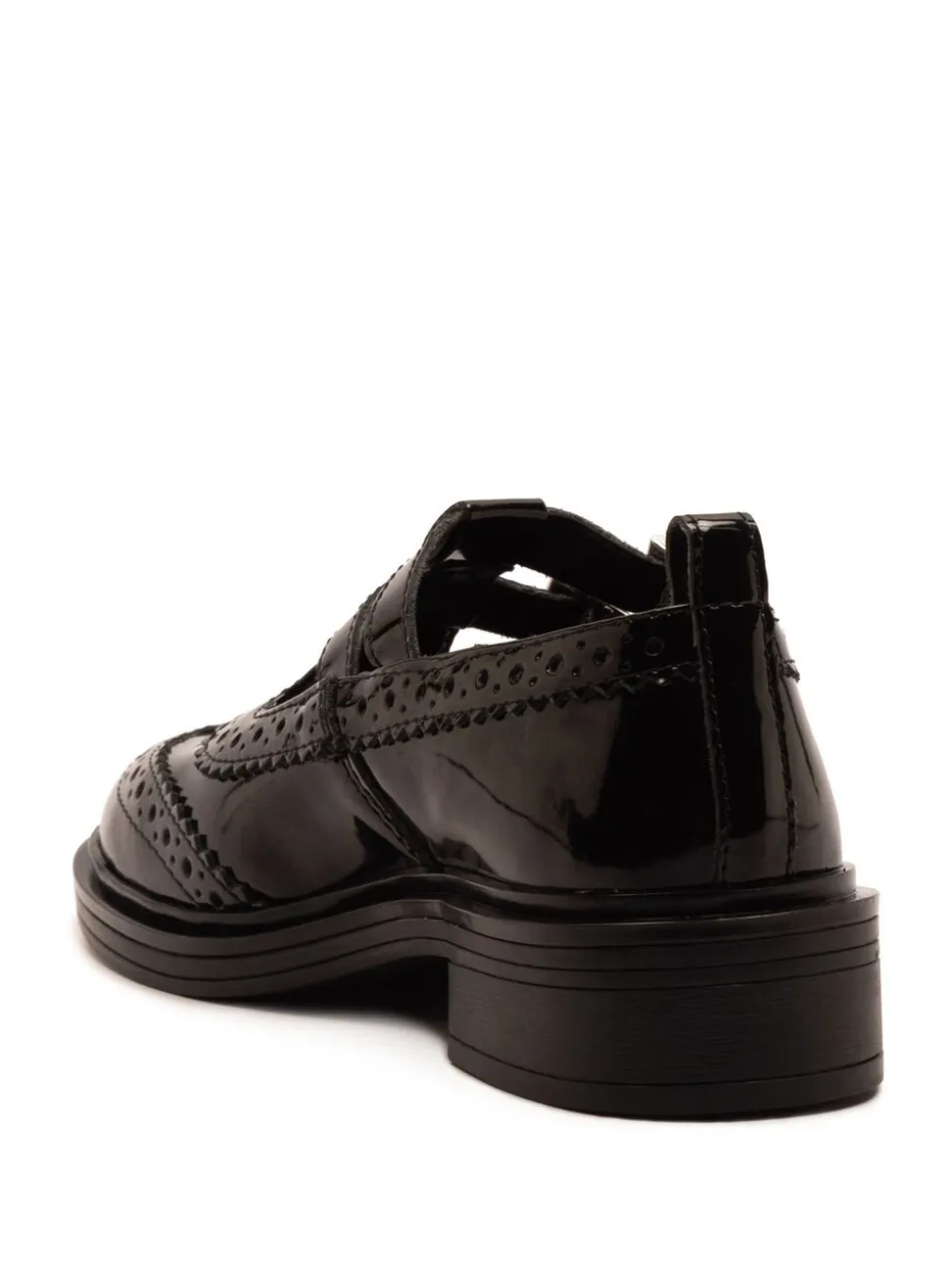 Off The Hook Black Holly Leather T-Bar Mary Jane Brogue School Shoes