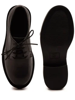 Off The Hook Black Mia Leather Formal Lace-Up School Shoes