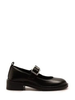 Off The Hook Black Trinity Leather Buckle Mary Jane School Shoes