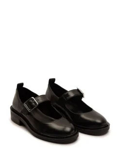 Off The Hook Black Trinity Leather Buckle Mary Jane School Shoes
