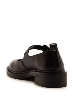 Off The Hook Black Trinity Leather Buckle Mary Jane School Shoes