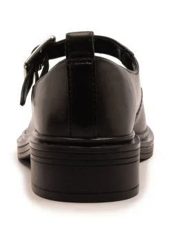 Off The Hook Black Trinity Leather Buckle Mary Jane School Shoes