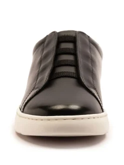 Off The Hook Black Evers Leather Slip-On Sneakers with Elastic Lacing