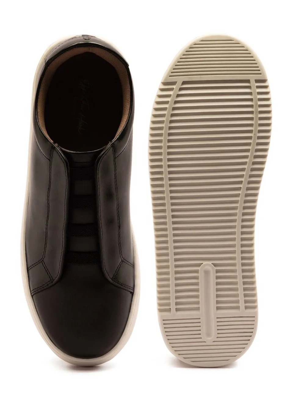 Off The Hook Black Evers Leather Slip-On Sneakers with Elastic Lacing
