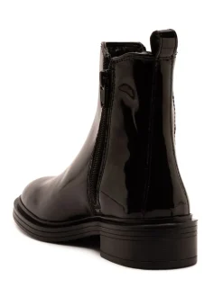 Off The Hook Black Kiki Patent Leather Ankle Chelsea Boots