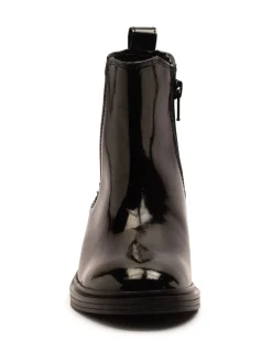 Off The Hook Black Kiki Patent Leather Ankle Chelsea Boots