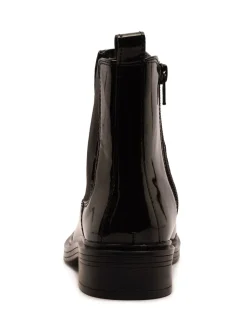 Off The Hook Black Kiki Patent Leather Ankle Chelsea Boots