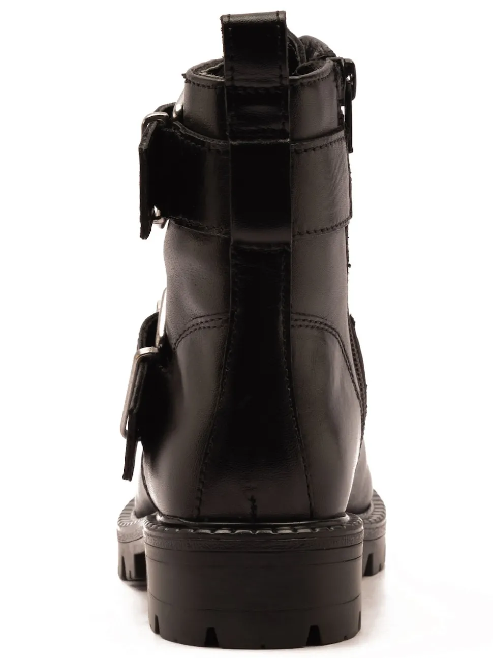 Off The Hook Black Surrey Leather Double Buckle Ankle Boots