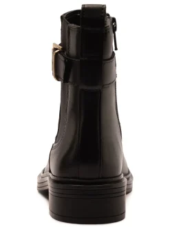 Off The Hook Black Tiana Leather Chelsea Buckle Ankle Boots