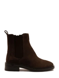 Off The Hook Brown Kiki Patent Leather Ankle Chelsea Boots