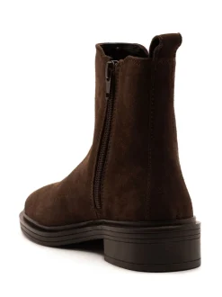 Off The Hook Brown Kiki Patent Leather Ankle Chelsea Boots