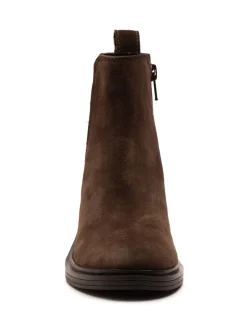 Off The Hook Brown Kiki Patent Leather Ankle Chelsea Boots