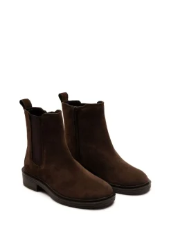 Off The Hook Brown Kiki Patent Leather Ankle Chelsea Boots