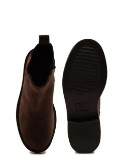 Off The Hook Brown Kiki Patent Leather Ankle Chelsea Boots