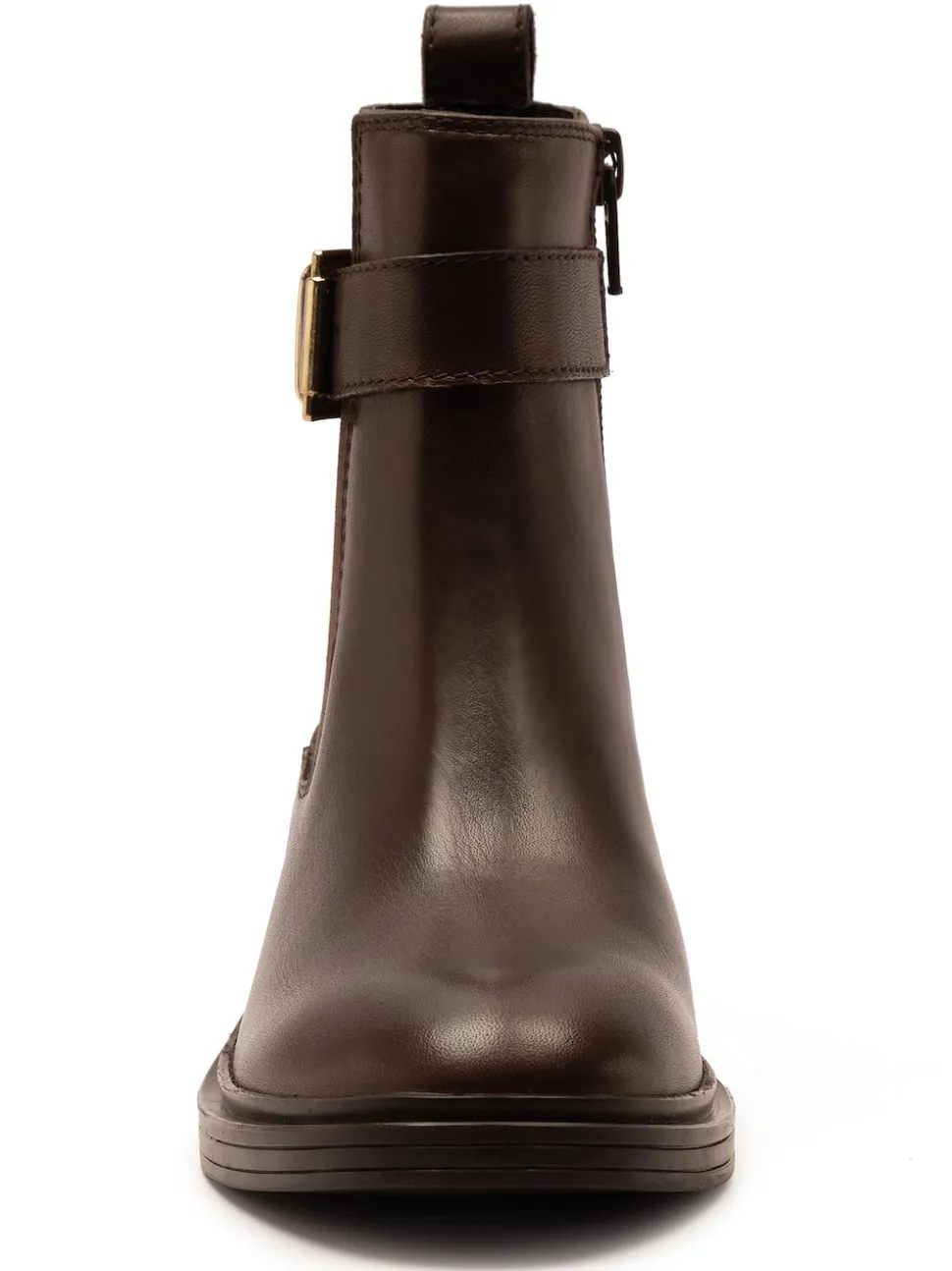 Off The Hook Brown Tiana Leather Chelsea Buckle Ankle Boots