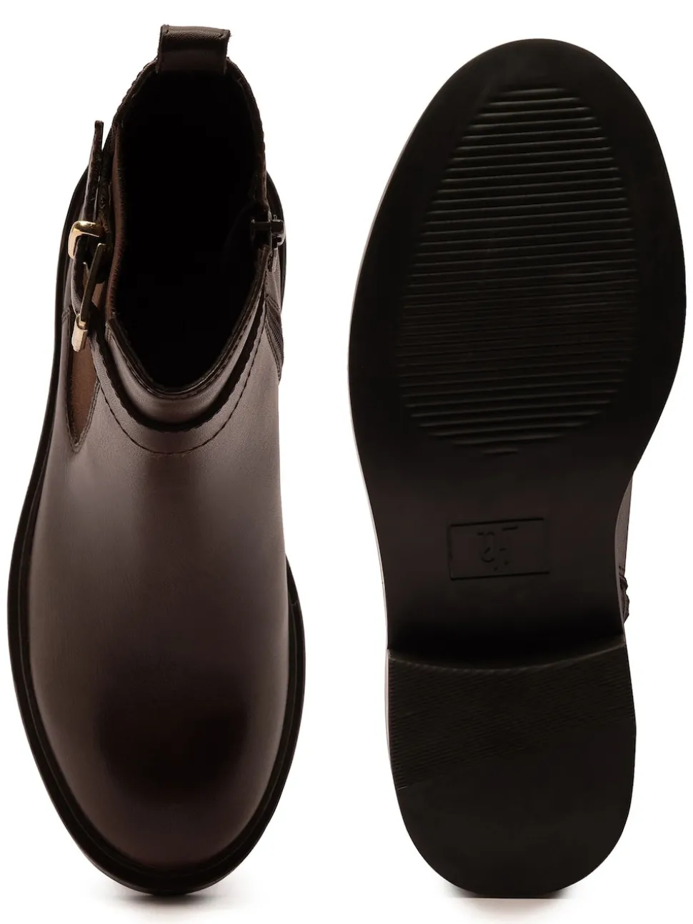 Off The Hook Brown Tiana Leather Chelsea Buckle Ankle Boots