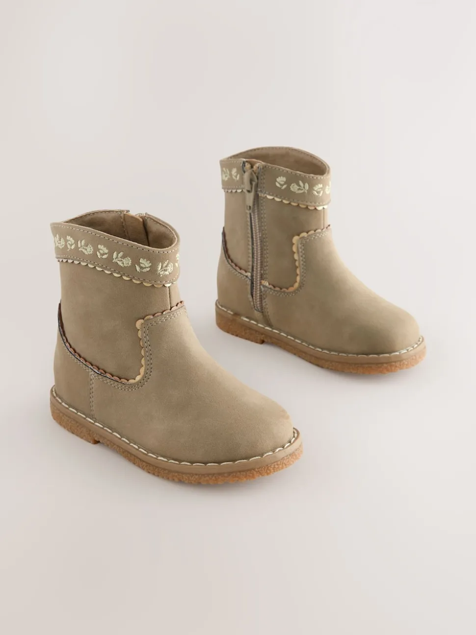 Olive Green Standard Fit (F) Western Ankle Boots