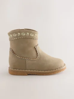 Olive Green Standard Fit (F) Western Ankle Boots