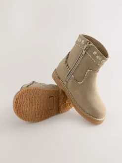 Olive Green Standard Fit (F) Western Ankle Boots