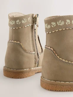 Olive Green Standard Fit (F) Western Ankle Boots