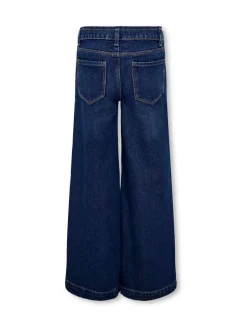 ONLY KIDS Blue 100% Cotton Wide Leg Jeans with Adjustable Waist