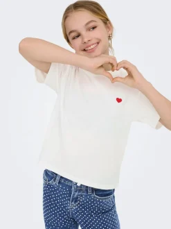 ONLY KIDS 100% Cotton Short Sleeve Cropped White T-Shirt