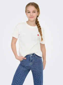ONLY KIDS 100% Cotton Short Sleeve Cropped White T-Shirt