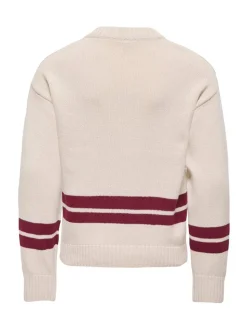 ONLY KIDS Cream Varsity V-Neck Jumper