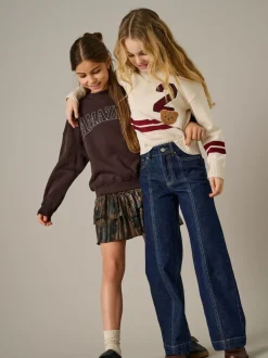 ONLY KIDS Cream Varsity V-Neck Jumper