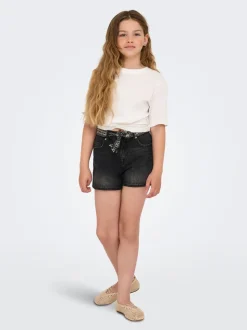 ONLY KIDS Denim Black Shorts With Belt