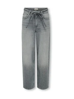 ONLY KIDS Grey Gianna Tie Waist Straight Fit Jeans