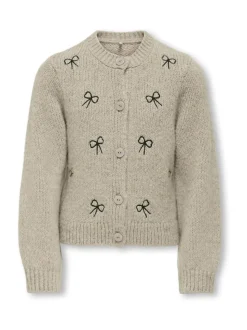 ONLY KIDS Grey Round Neck Bow Detail Cardigan