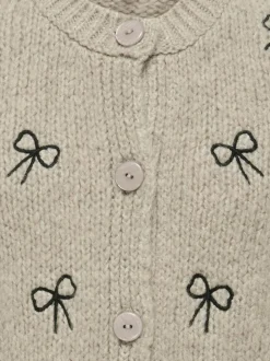 ONLY KIDS Grey Round Neck Bow Detail Cardigan