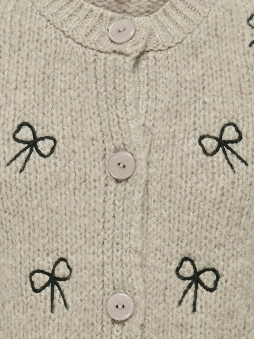 ONLY KIDS Grey Round Neck Bow Detail Cardigan