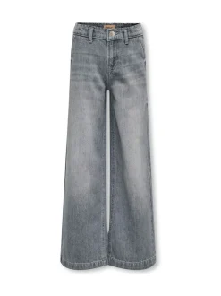 ONLY KIDS Grey Wide Leg Adjustable Waist 100% Cotton Jeans