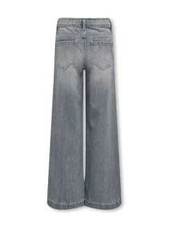 ONLY KIDS Grey Wide Leg Adjustable Waist 100% Cotton Jeans