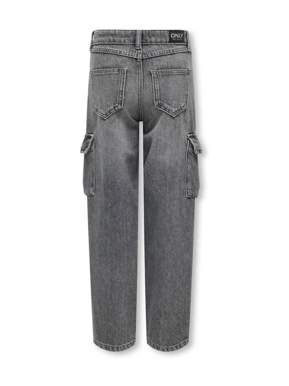 ONLY KIDS Grey Wide Leg Cargo Jeans with Adjustable Waist